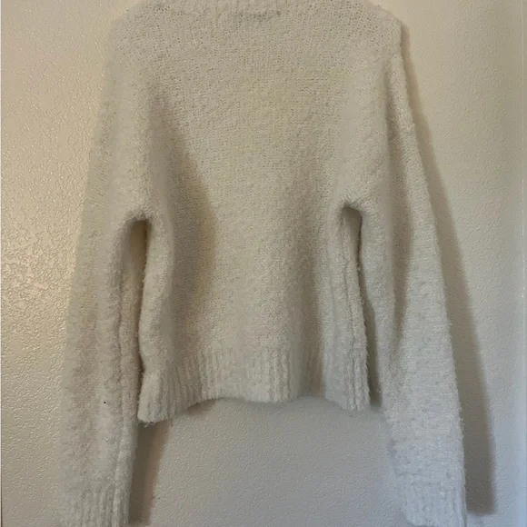 English Factory Ladies small Cream Cozy Crew Neck Sweater Wool Blend Sheep Fur - Picture 2 of 8